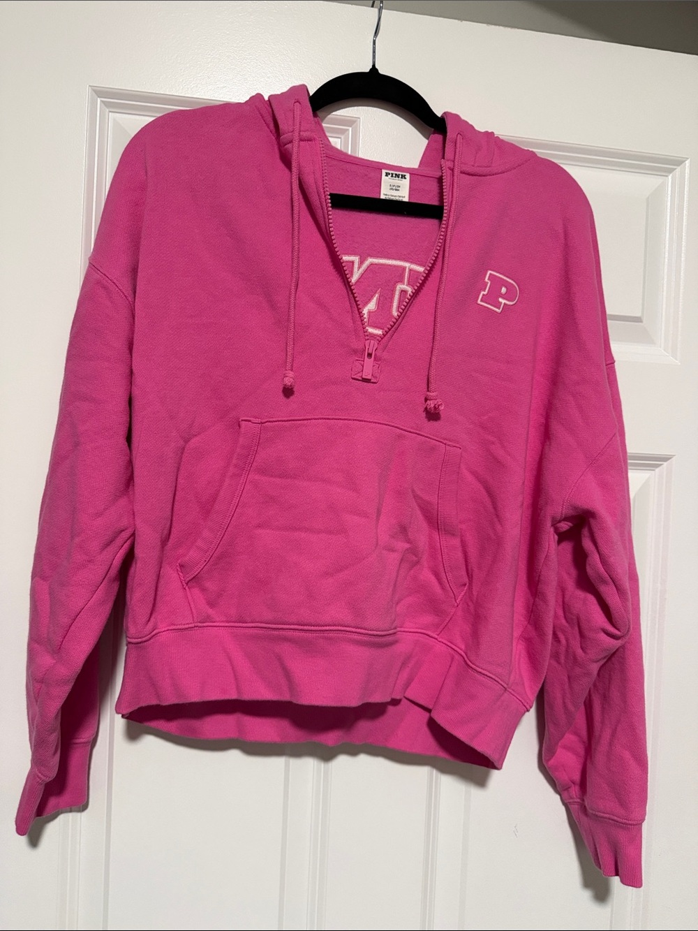 PINK Victoria's Secret Hot Pink Half-Zip Hoodie